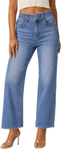 ZPIUO high-rise cropped straight-leg jeans in blue