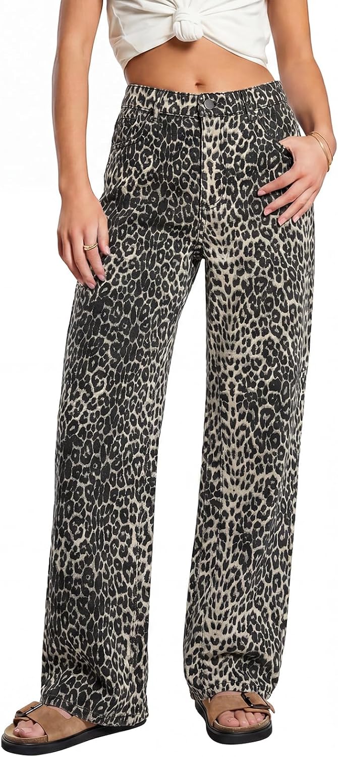 ZPIUO animal-print wide-leg jeans in mini cheetah