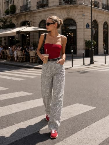 ZPIUO Animal-Print Wide-Leg Jeans product image 5