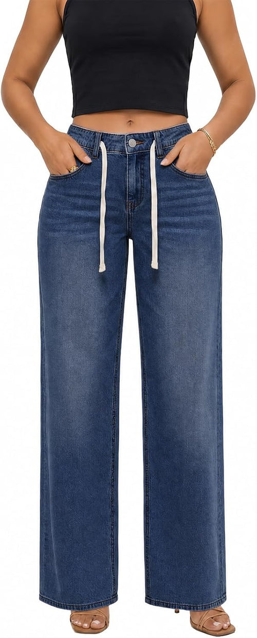 ZPIUO Drawstring Wide-Leg Jeans product image 1