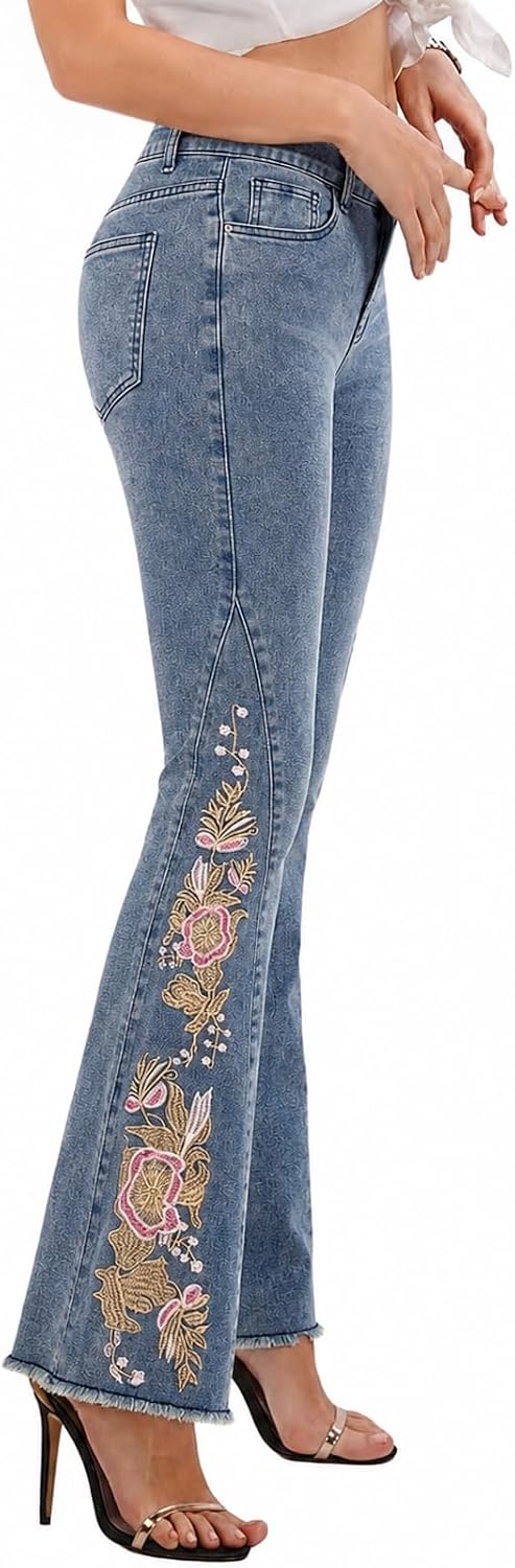 ZPIUO Floral Embroidered Flare Jeans product image 1