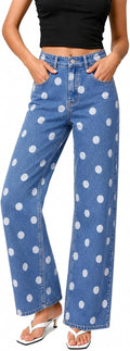 ZPIUO polka-dot wide-leg jeans in classic blue