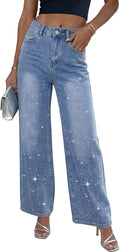 ZPIUO Rhinestone Wide-Leg Jeans product image 1